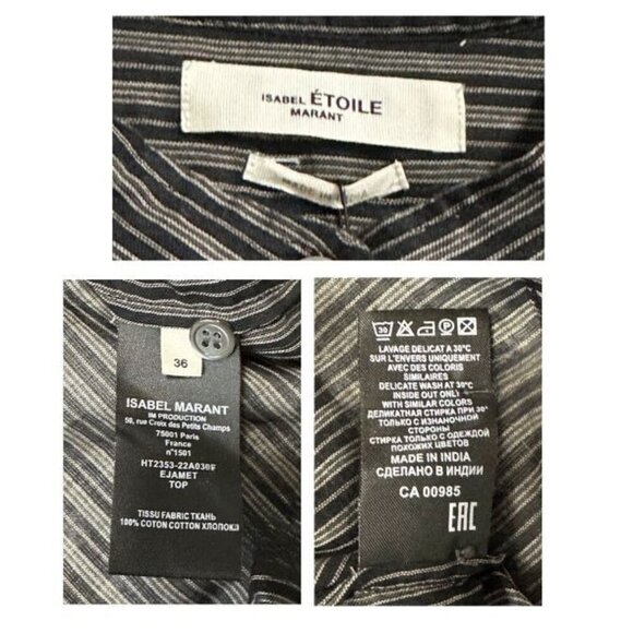 Isabel Marant Etoile Ejamet Striped Cotton Top, Size FR 36/US4, New with tag, - Picture 5 of 15